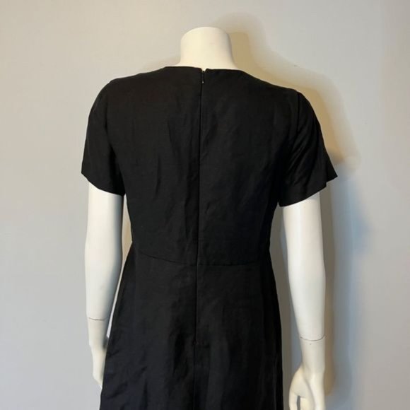 Ann Taylor Linen Blend Black dress V neckline and button front size 4 - Picture 8 of 10